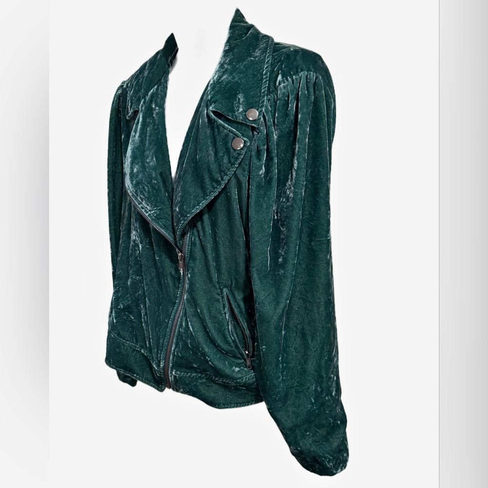Torrid | Velvet Moto Jacket – Botanical Garden Green – Luxe Soft Texture - Picture 5 of 14